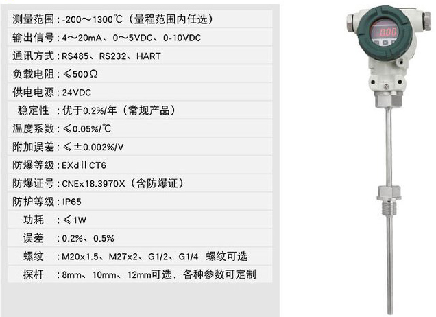 高溫溫度變送器技術(shù)參數(shù)對照表